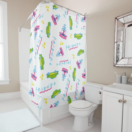 FRIENDS™ Taxi and Water Fountain Pattern Douchegordijn (In situ)