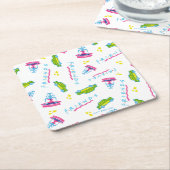 FRIENDS™ Taxi and Water Fountain Pattern Kartonnen Onderzetters (Schuin)