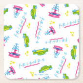FRIENDS™ Taxi and Water Fountain Pattern Kartonnen Onderzetters (Voorkant)