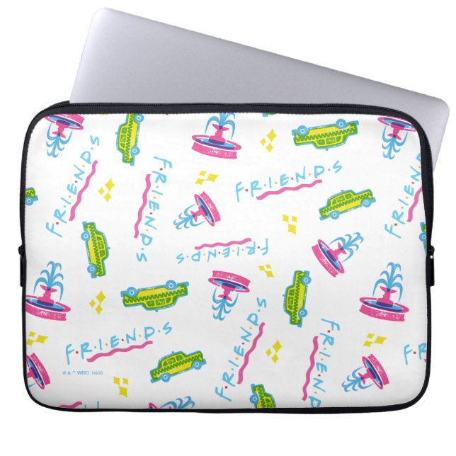 FRIENDS™ Taxi and Water Fountain Pattern Laptop Sleeve (Voorkant)
