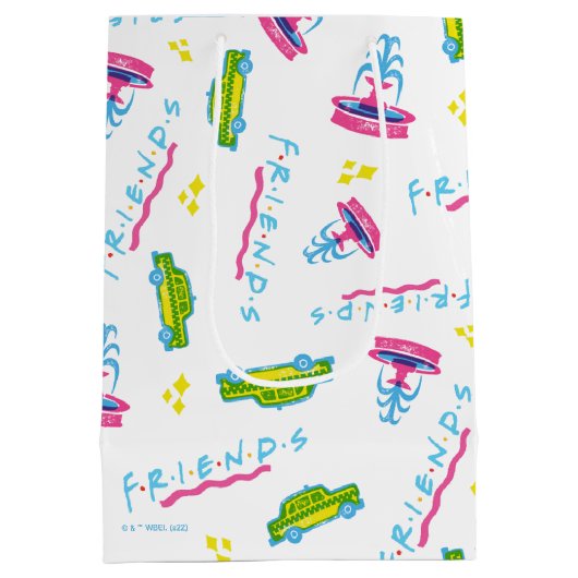 FRIENDS™ Taxi and Water Fountain Pattern Medium Cadeauzakje (Achterkant)