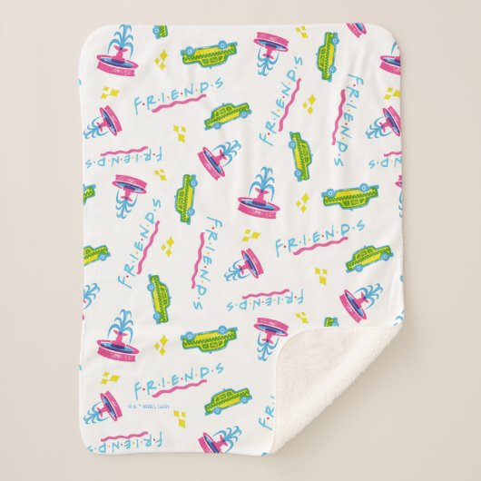 FRIENDS™ Taxi and Water Fountain Pattern Sherpa Deken (Voorkant)