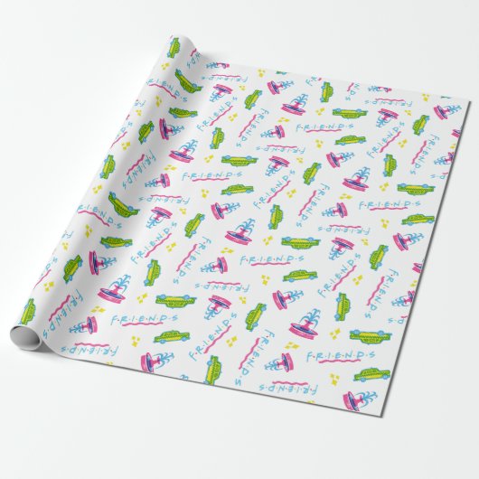 FRIENDS™ Taxi en Waterfontein Patroon Cadeaupapier (Uitgerold)