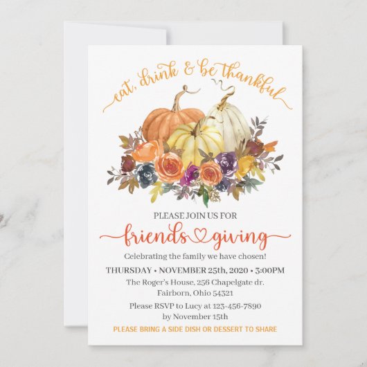 Friends Thanksgiving Lunch, Autumn Pumpkins Kaart (Voorkant)