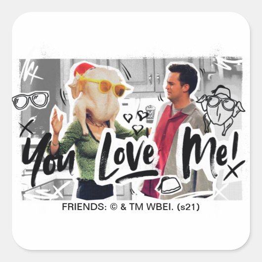 FRIENDS™ | Thanksgiving Turkije Hoofd Monica Vierkante Sticker (Voorkant)