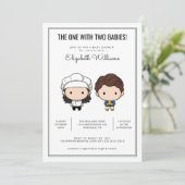 FRIENDS™ | Uitnodiging uit Baby shower met tweelin (Staand voorkant)