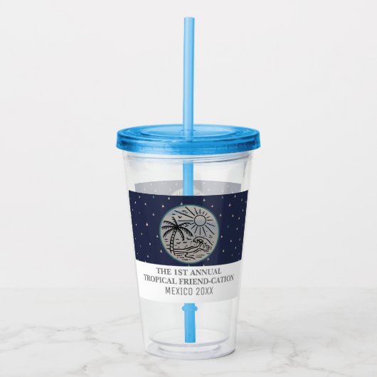 Friends Vacation Tropical Girls Trip Palm Trees Acryl Drinkbeker (Voorkant)