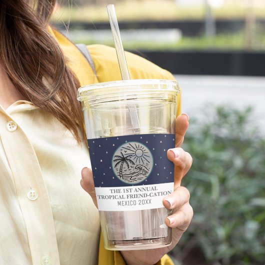 Friends Vacation Tropical Girls Trip Palm Trees Acryl Drinkbeker