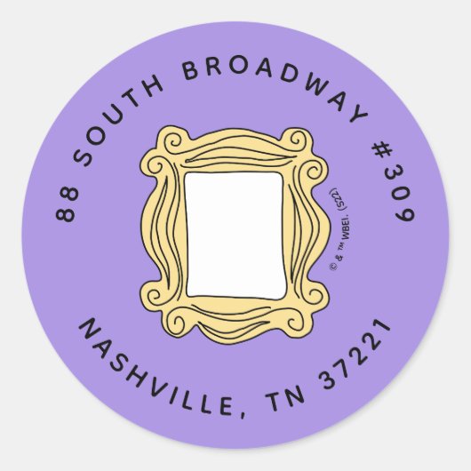 FRIENDS™ | Verjaardag kijkgat frame adres Ronde Sticker (Voorkant)