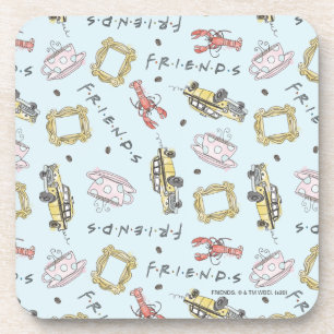 FRIENDS™ Watercolor Iconen Patroon Bier Onderzetter
