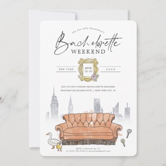 FRIENDS™ | Waterverf Bachelorette Party Weekend Kaart (Voorkant)