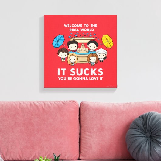 FRIENDS™ | Welkom bij de Real World Chibi Canvas Afdruk (Insitu (Woonkamer))
