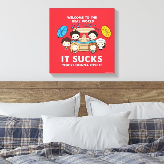 FRIENDS™ | Welkom bij de Real World Chibi Canvas Afdruk (Insitu (Slaapkamer))
