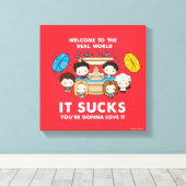 FRIENDS™ | Welkom bij de Real World Chibi Canvas Afdruk (Insitu (Houten vloer))