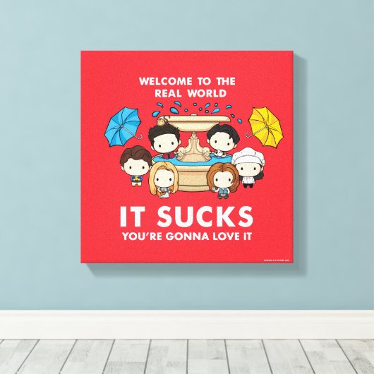 FRIENDS™ | Welkom bij de Real World Chibi Canvas Afdruk (Insitu (Houten vloer))