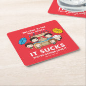 FRIENDS™ | Welkom bij de Real World Chibi Kartonnen Onderzetters (Schuin)