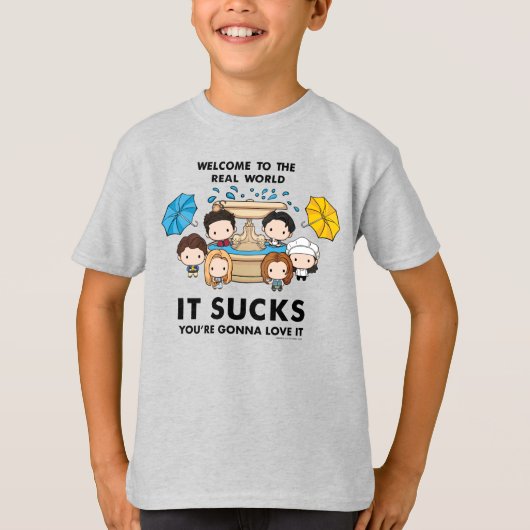 FRIENDS™ | Welkom bij de Real World Chibi T-shirt (Voorkant)