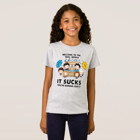 FRIENDS™ | Welkom bij de Real World Chibi T-shirt (Voorkant volledig)