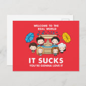 FRIENDS™ | Welkom bij de Real World Chibi Uitnodiging Briefkaart (Voorkant / Achterkant)