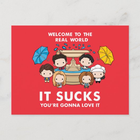 FRIENDS™ | Welkom bij de Real World Chibi Uitnodiging Briefkaart (Voorkant)