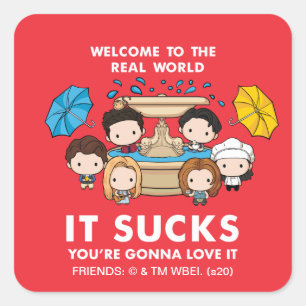 FRIENDS™ Welkom bij de Real World Chibi Vierkante Sticker