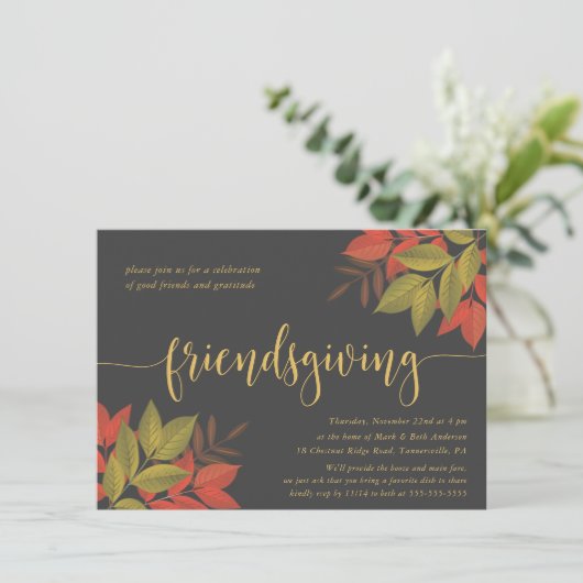 FRIENDSGIVER DINNER INVITE | KORTE FOLIAGE KAART (Staand voorkant)