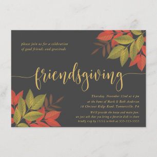 FRIENDSGIVER DINNER INVITE   KORTE FOLIAGE KAART