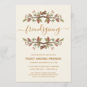 FRIENDSGIVER DINNER INVITE   THANKFUL FOLIAGE KAART