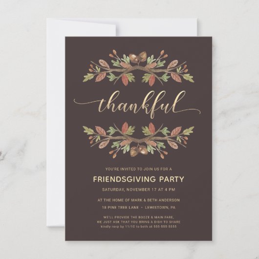 FRIENDSGIVER DINNER INVITE | THANKFUL FOLIAGE KAART (Voorkant)