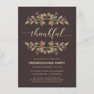 FRIENDSGIVER DINNER INVITE   THANKFUL FOLIAGE KAART