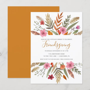 FRIENDSGIVER DINNER INVITE WATERVERF FOLIAGE KAART