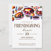 Friendsgivig Thanksgiving tafelgerechten modern Kaart (Voorkant)