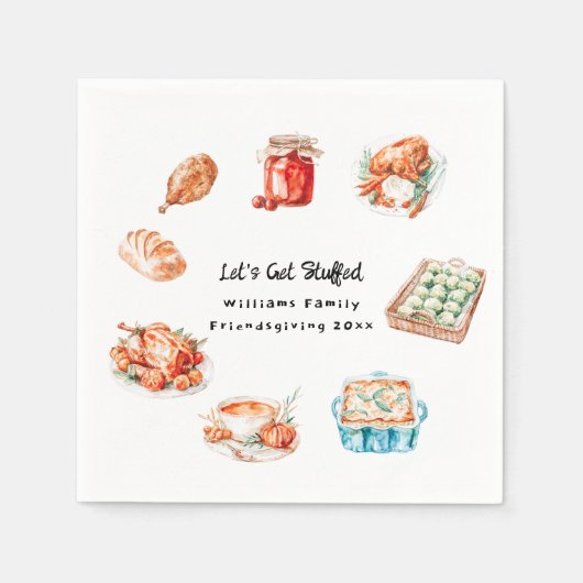 Friendsgiving Aangepaste Thanksgiving Diner Servet (Voorkant)