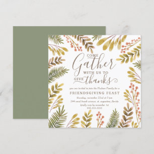 Friendsgiving Autumn Greenery Waterverf Wreath Kaart