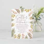 Friendsgiving Autumn Greenery Waterverf Wreath Kaart (Staand voorkant)