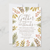 Friendsgiving Autumn Greenery Waterverf Wreath Kaart (Voorkant)