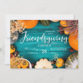 Friendsgiving-avondmaal blauw pompoen kaart (Voorkant)