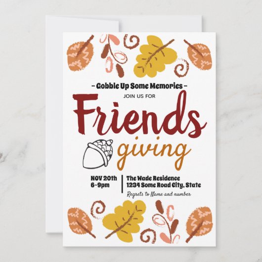 Friendsgiving Blad Patroon Thanksgiving Kaart (Voorkant)