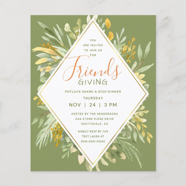 Friendsgiving Budget Gold Greenery (Voorkant)