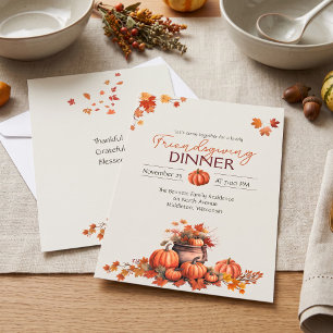 Friendsgiving Dankbaar Gezegend Pompoen Kaart