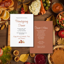 Friendsgiving Diner Menu Elegante Thanksgiving