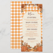 Friendsgiving Diner Menu Kaart Herfst Pompoen (Voorkant / Achterkant)