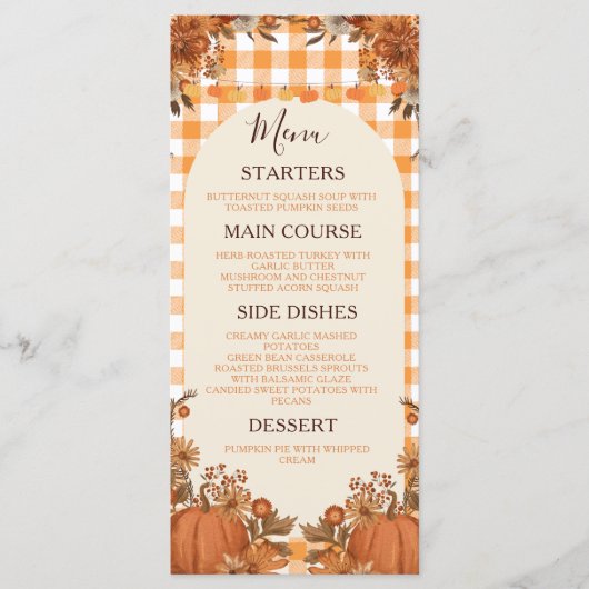 Friendsgiving Diner Menu Kaart Herfst Pompoen (Voorkant)