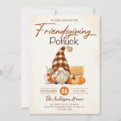 Friendsgiving Diner Potluck Gnomen Herfst Pompoen Kaart (Voorkant)