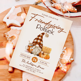 Friendsgiving Diner Potluck Gnomen Herfst Pompoen Kaart