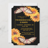 Friendsgiving Diner Rustieke Zonnebloemen Vlinder Kaart (Voorkant)