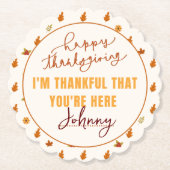 Friendsgiving Diner Script Boho Party Servies Kartonnen Onderzetters (Voorkant)