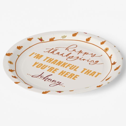 Friendsgiving Diner Script Boho Party Servies Papieren Bordje (Gekanteld)