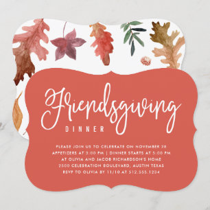 Friendsgiving-diner   Terra Cotta-herfstbladeren Kaart
