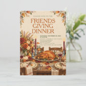 Friendsgiving-diner Thanksgiving-potluckfeest Kaart (Staand voorkant)